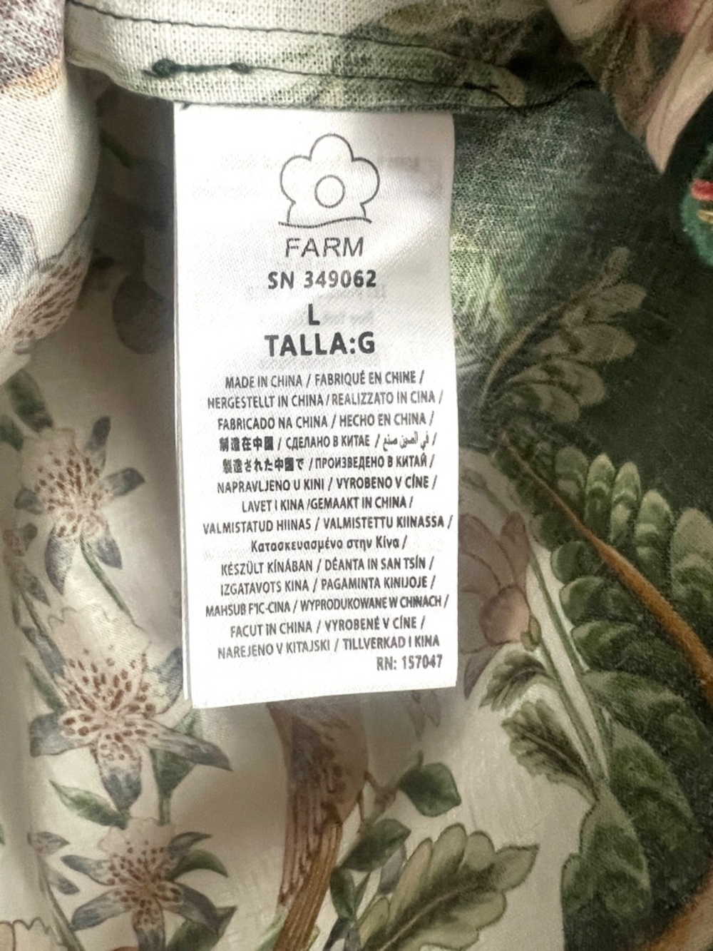 FARM Rio Sand Nature Botanical Linen Blend Buttondown Top Size Large NWT - Picture 15 of 16